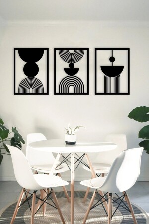 Ev Dekorasyon İki Renk Seçenekli Soyut Bohem Dekoratif 3'lü Tablo - 212Toyzz