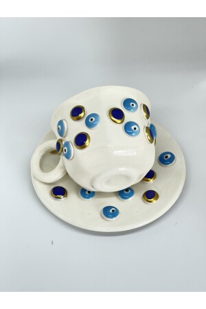 Evil Eye Bead gemusterte handgemachte türkische Kaffeetasse Evil Eye Türkisch gemischt - 6