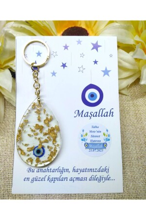 Evil Eye Bead Motiv Tropfen Epoxy Schlüsselanhänger Beschneidung Süßigkeiten Geschenk (30 Stück) Murat OrnamentNazarliEpoxy Schlüsselanhänger30 - 3