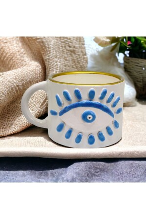 Evil Eye gemusterte handgemachte Kaffeetasse Tasse Evil Eye Snackschale gestreift - 2