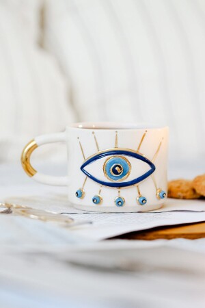 Evil Eye Maxi / blaues Auge handgemachte Keramiktasse / Keramiktasse blueeyeceramic - 5