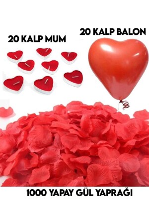 Evlilik Teklifi 1000 Gül Yaprakları 20 Kalp Mum Ve 20 Kalp Balon PS12349148PD - 2