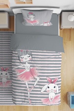 مـنـز-غراي باليرينا و الأرنب نمط واحد أطفال الأطفال ملابس السرير مجموعة evnev00064 - Evpanya
