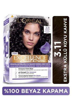 Excellence Cool Creme Haarfärbemittel – 3. 11 Extra aschiges Dunkelbraun - 1