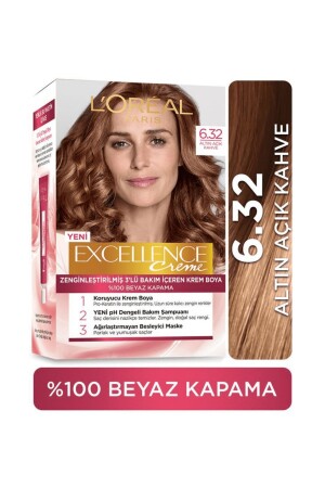 Excellence Creme Haarfärbemittel 6. 32 Goldenes Hellbraun - 1