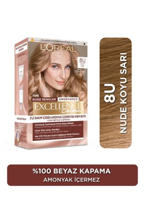 Excellence Creme Nude Renkler Saç Boyası – 8u Nude Koyu Sarı ECNUSB - 2