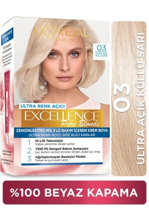 Excellence Creme Saç Boyası - 03 Ultra Açık Küllü Sarı 13798 - 1