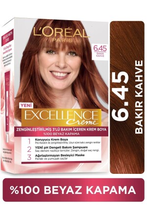 Excellence Creme Warm Kupferbraun Haarfarbe 6. 45 - 1