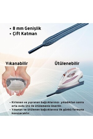 Exclusice 120 Cm Beyaz Yassı Spor Ayakkabı Bağcığı- Çift Katmanlı Örgülü Sneakers Bağcık- 1 Çift - 3