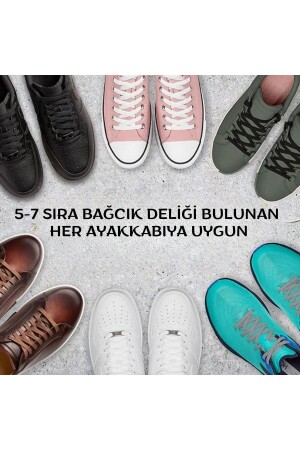 Exclusice 120 Cm Beyaz Yassı Spor Ayakkabı Bağcığı- Çift Katmanlı Örgülü Sneakers Bağcık- 1 Çift - 6