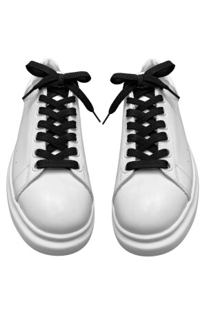 Exclusice 120 Cm Siyah Yassı Spor Ayakkabı Bağcığı- Çift Katmanlı Örgülü Sneakers Bağcık- 1 Çift - 2