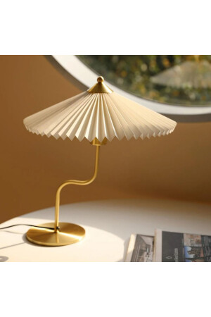 Exclusive Collection Krem Şapka Tasarım Umbrella Abajur Eskitme Gold Sarı madamefico2 - 5