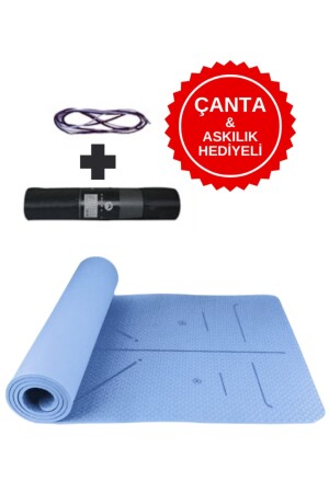 Extra bequeme Yogamatte – 8 mm dick, ökologische TPE-Pilates-Trainingsmatte, blaues XTPE - 1