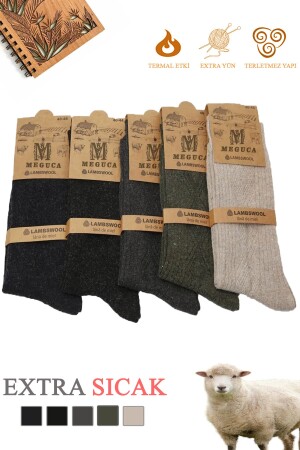 Extra warme Wintersocken aus Lammwolle für Herren und Damen, 5 Paar, WOOL5 - 1