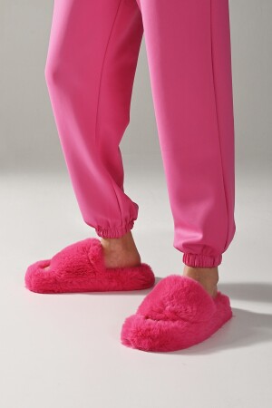 Extraweiche, pelzige Hausschuhe in Fuchsia - 4