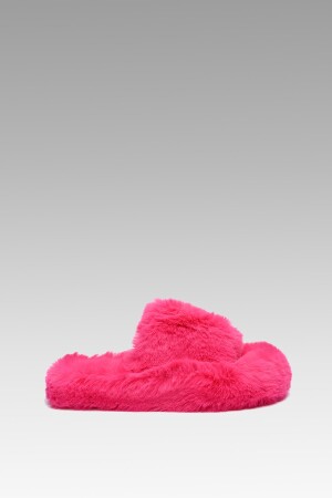 Extraweiche, pelzige Hausschuhe in Fuchsia - 5