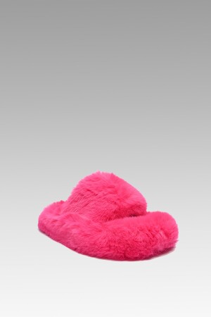 Extraweiche, pelzige Hausschuhe in Fuchsia - 6