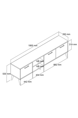 Exxen 180 Cm (Ahşap Ayaklı) Tv Ünitesi Hat Rengi 1583 - 7