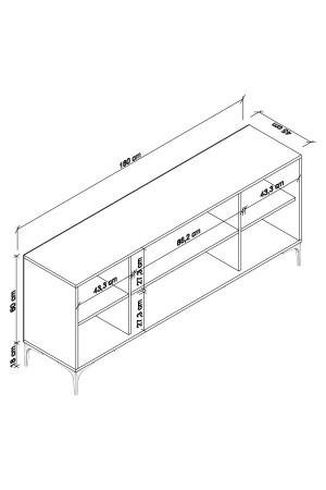 Eylül Modern Raflı Konsol Ofis Salon 180 Cm Sepet-beyaz CH-47 - 6