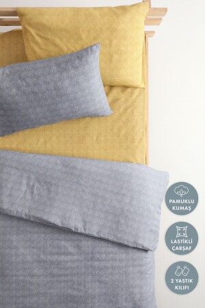 طلاء قطن واحد مع طلاء ملموس - رماد - خردل F1627 - FAVORA