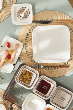 MNZ-Fabio سجائر من الفورسلين 41 قطعة وجبة الإفطار / خدمة مجموعة 6 أشخاص مربع - Karaca