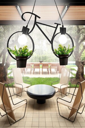 Fahrrad Blumentopf Metall Kronleuchter Dekorative Neue Trend Balkon Anhänger Lampe Blumentopf Lampe Für Cafe Hotel Camellia ATLY41 - 5