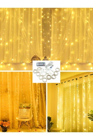 Fairy Wire LED-Vorhang 2x2 Meter, Fernbedienung, USB, 8 Animationen, 10 Fransen, 200 LEDs PG0461 - 6