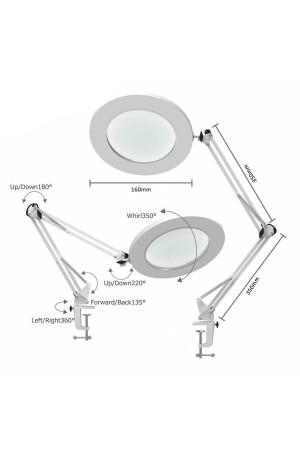 Faltbare, verstellbare LED-beleuchtete Tischlupe mit 5-facher Lampe - 3