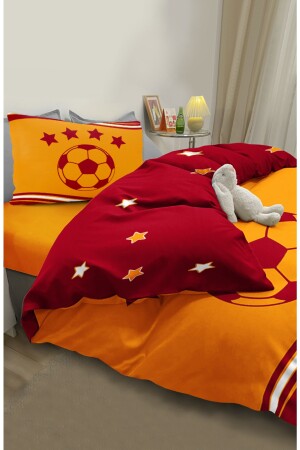 Fan Yellow Red Star Ball Patterned Single Baby Kids Bettwäsche Set Bİ188-N - 4