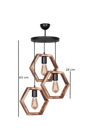 Farbiger 3-teiliger Perlmutt-Kronleuchter aus Holz 1202050111 - 3