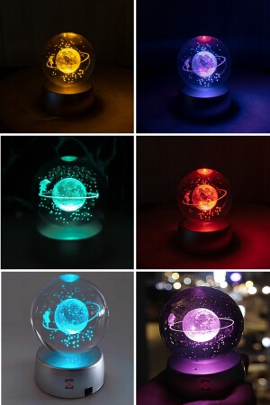 Farbwechselndes LED-Leuchtglas Saturn Girl Globe Vollmondlampe Kristallkugel und silberner Engelsanhänger MGCSK4242 - 2