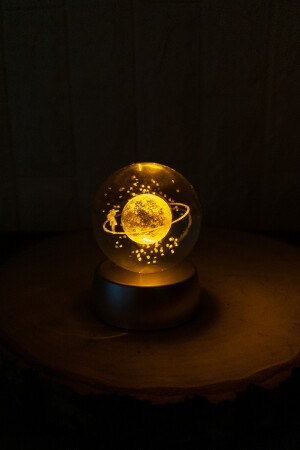 Farbwechselndes LED-Leuchtglas Saturn Girl Globe Vollmondlampe Kristallkugel und silberner Engelsanhänger MGCSK4242 - 4