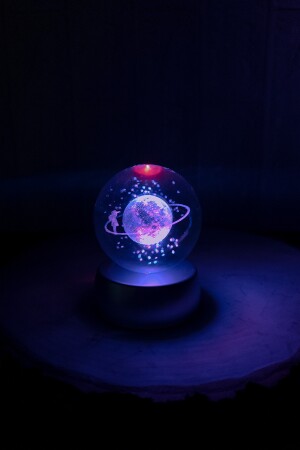 Farbwechselndes LED-Leuchtglas Saturn Girl Globe Vollmondlampe Kristallkugel und silberner Engelsanhänger MGCSK4242 - 5