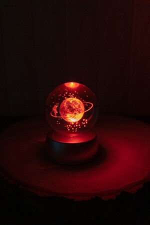 Farbwechselndes LED-Leuchtglas Saturn Girl Globe Vollmondlampe Kristallkugel und silberner Engelsanhänger MGCSK4242 - 6