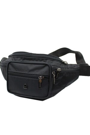 Fashion 1296 Stoff-Gürteltasche mit mehreren Fächern in Schwarz - 3