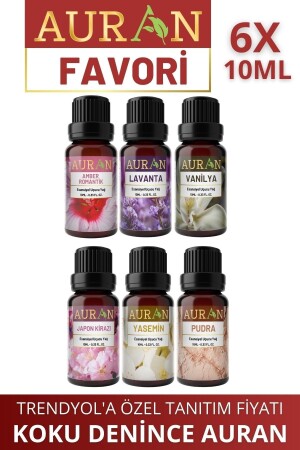 Favori Set Esansiyel Uçucu Yağ Buhurdanlık Yağı Hava Nemlendirici Aroma Difüzörü Kokusu Esans 6x - Auran
