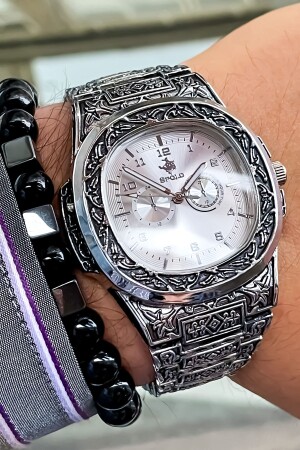 الموسم الجديد من الموسم الجديد الفضة اللون المميزة الحفرة من القطع المعدنية الساعات الذكور العصا الهدية FAVORİPOLO010 - S.POLO