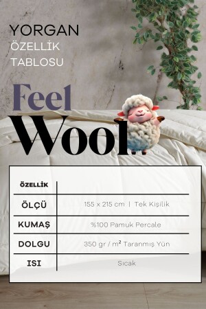  Feelwool Doğal Yünlü 155 X 215 Tek Kişilik Yorgan - 6