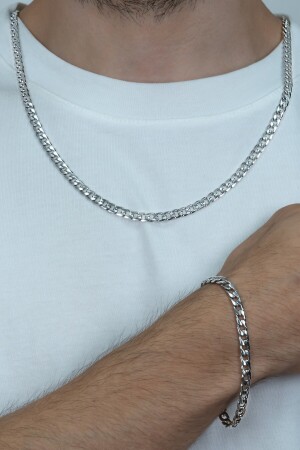 Feines Gourmet-Set aus Halskette und Armband aus Stahl für Herren, 4 mm, Eck06t TYC00011932045 - 4