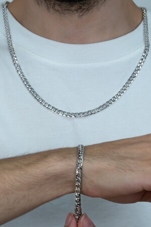 Feines Gourmet-Set aus Halskette und Armband aus Stahl für Herren, 4 mm, Eck06t TYC00011932045 - 6