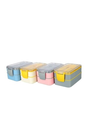 Fely Lunchbox-Set & Aufbewahrungsbehälter & Lunchbox – Titiz 2-lagig (mit Löffel und Gabel) - 4