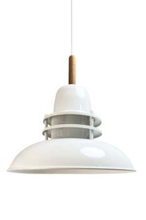 Fener Beyaz Avize Ahşap Başlık Tekli Sarkıt Mutfak Çocuk Odası Masaüstü Aydınlatma Modelleri BMM2061A - Bamyum