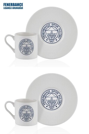 Fenerbahçe lizenziertes dunkelblaues Logo-Set mit 2 Kaffeetassen N3421 - 7