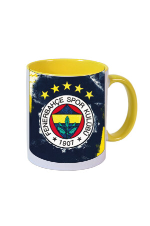 Fenerbahçe logo tasarımlı içi ve kulbu renkli porselen kupa bardak fenerbahçej - 3