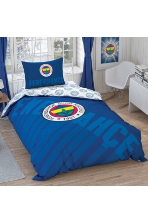 Fenerbahçe Marineblaues Logo-Bettbezug-Set aus Baumwolle - 1