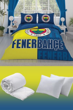 Fenerbahçe Parçalı Logo Çift Kişilik 7 Parça Yatak Seti - Nevresim Takımı - Yorgan - 2'li Yastık - 1