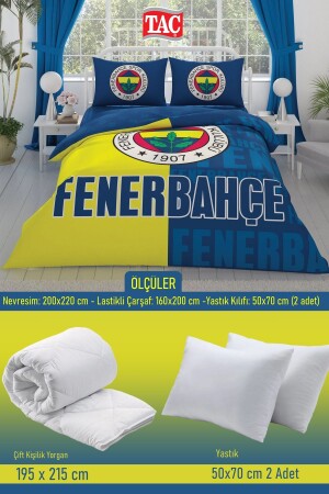 Fenerbahçe Parçalı Logo Çift Kişilik 7 Parça Yatak Seti - Nevresim Takımı - Yorgan - 2'li Yastık - 3