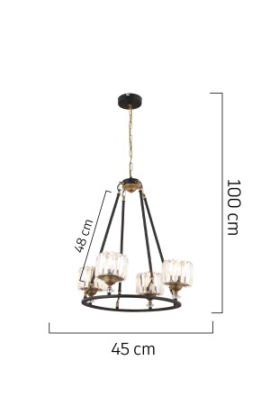 Fennel 4-teiliger Wohnzimmer-Kronleuchter aus schwarzem Trommelkristall und Stein, modernes Design, Kristall, 3930-04-BL-FR - 5