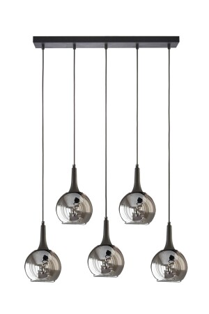 مـنـز-فـريد المـزخـر الحديثة الصف الأسود اللون المـدخن الزجاجي الصف المـنـعق فوق طاولة الطعام صالة الـ - Fer Avize