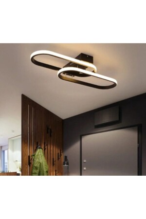 Feraye Modern Tasarım Siyah Renk Beyaz Ledli Cafe - Mutfak - Salon 2 Li Led Avize FRY59 - 3